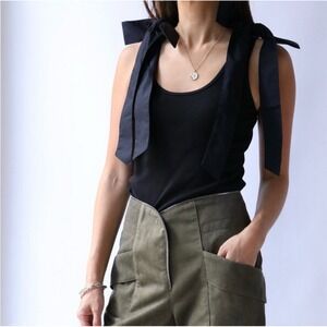 New Ulla Johnson Bailey Tank Top in‎ Noir Black Small S